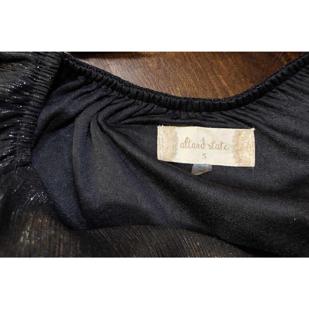 Altar'd State Black Shimmer Off-Shoulder Mini Dress S - Picture 6 of 8